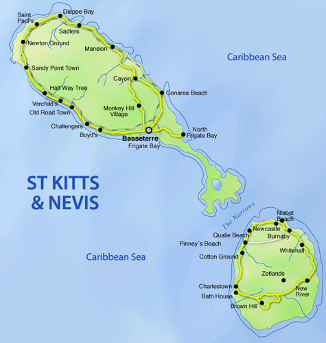 map st. kitts and nevis